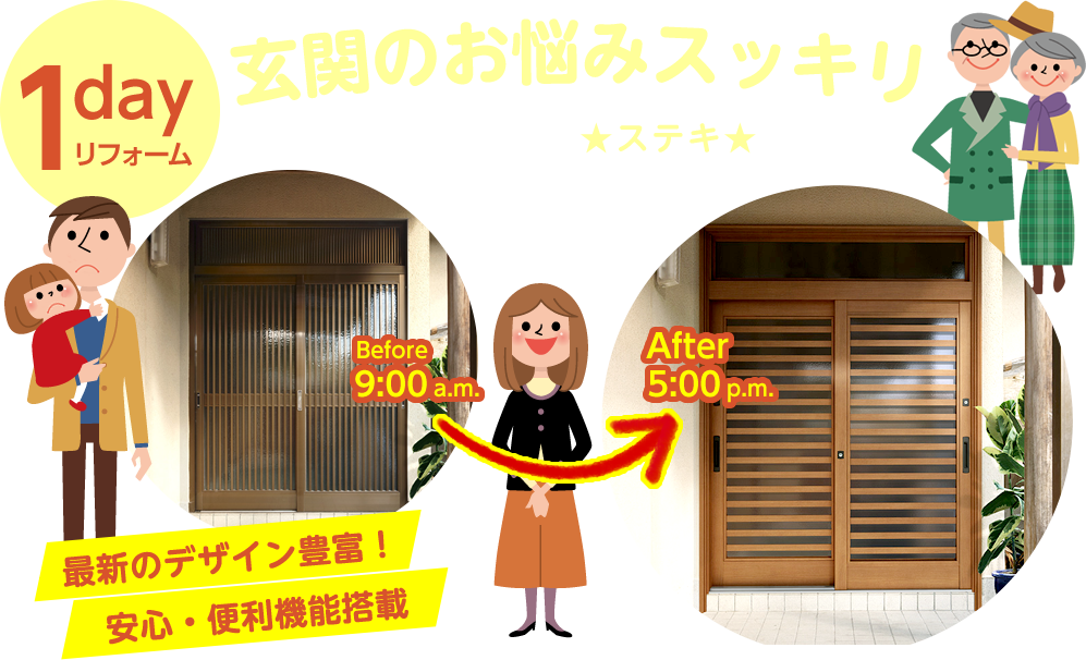 玄関のお悩みスッキリ　1日で住まいの顔が★ステキ★に返信！