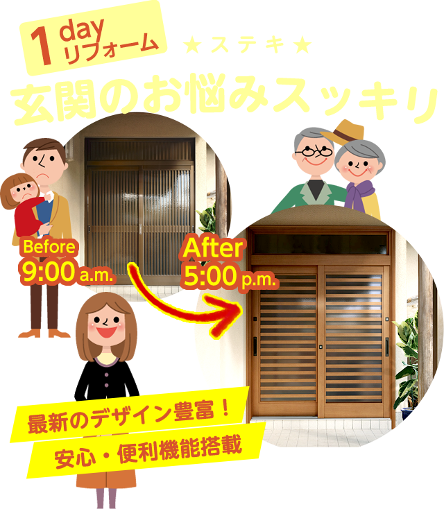 玄関のお悩みスッキリ　1日で住まいの顔が★ステキ★に返信！